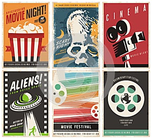 Cinema posters collection with different movie and film genres and themes