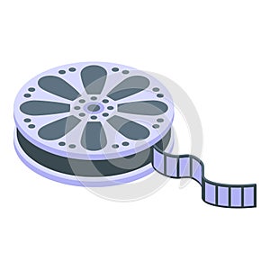 Cinema reel icon, isometric style