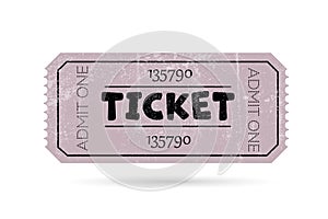 Cinema retro ticket. Movie ticket template. Realistic cinema theater admission pass mock up coupon. Vintage retro old
