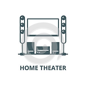 Cinema room,home theater line icon, vector. Cinema room,home theater outline sign, concept symbol, flat illustration
