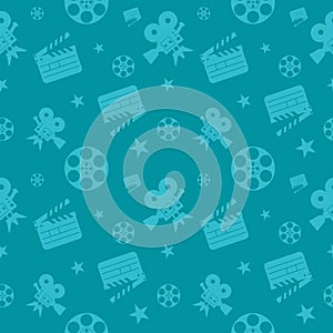 Cinema seamless pattern blue