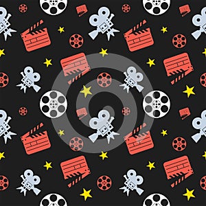 Cinema seamless pattern blue