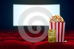 Cinema seat and Pop corn photo