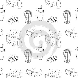 Cinema Sketch Seamless Pattern