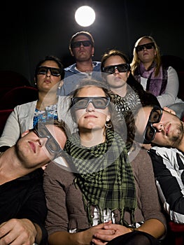 Cinema spectators with 3d glasses