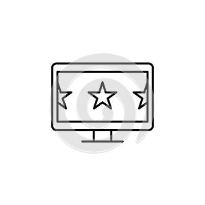 cinema, stars, tv, monitor icon. Simple thin line, outline vector of movie, cinema, film, screen, flicks icons for UI and UX,