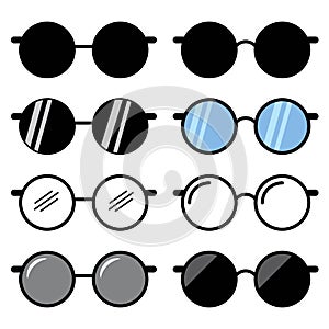 cinema style beach square glasses black yellow blue vect