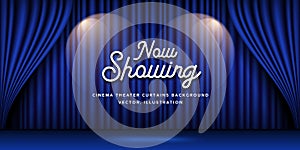 Cinema Theater curtains blue banner background