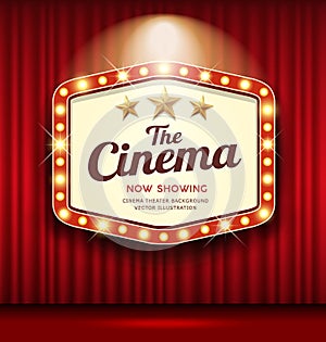 Cinema Theater Hexagon sign red curtain light up banner design