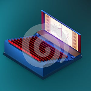 Cinema theatre in isometric style