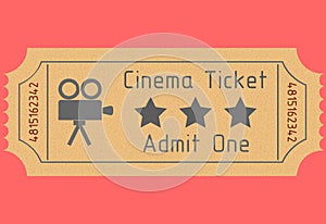 Cinema ticket. Admit one. Vector illustration