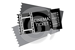 Cinema ticket black, great design for any purposes. Business concept. Film, movie. Vector illustration. stock image.