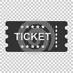 Cinema ticket icon in flat style. Admit one coupon entrance vector illustration on isolated background. Ticket business concept.