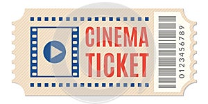 Cinema ticket icon. Movie or film admission coupon. Vector illustration