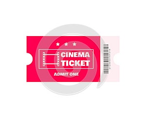 Cinema ticket isolated on white background.