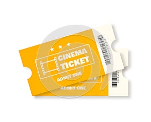 Cinema ticket isolated on white background.