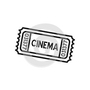 Cinema Ticket Outline Flat Icon on White