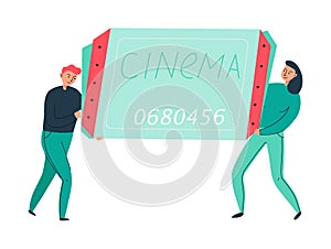 Cinema Ticket People Composition