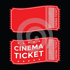 Cinema ticket set, red color