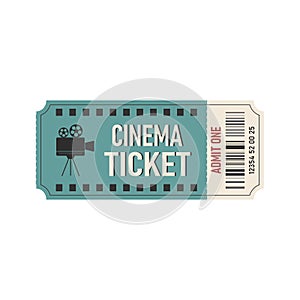 Cinema ticket template. Horizontal cinema ticket with barcode.Vector design element