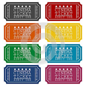Cinema ticket vector illustration icons set