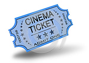 Cinema ticket on white