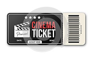 Cinema ticket on white background. Movie ticket template