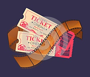Cinema Tickets Admission Entrance and Frame Vector
