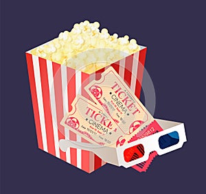 Cinema Tickets for Two, Popcorn Package Glasses