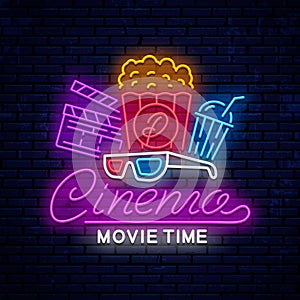 Cinema vector neon sign