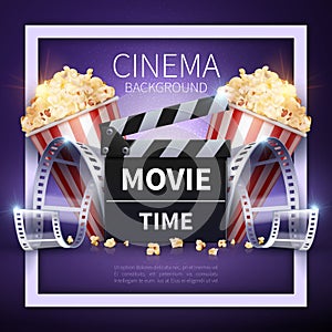 Cinema vector poster. Online movies and entertainment industry background