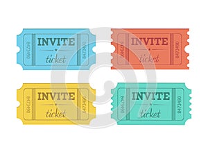 Cinema vector tickets isolated on white background. Flat style