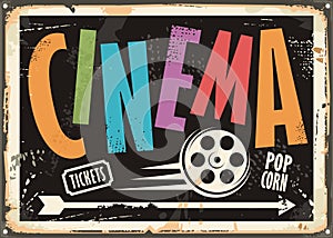 Cinema vintage signboard design concept