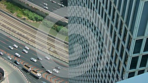 Cinemagraph of traffic on Ayalon highway from Azrieli tower view in Tel Aviv