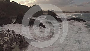 Cinematic Aerial footage of the Cathedral Rocks, Kiama