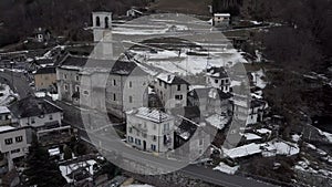 Cinematic aerial view at Lavertezzo, Switzerland in winter season