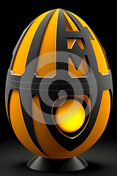 cinematic black and yellow color egg muscular background Generative ai