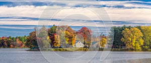 Cinematic Crop of Autumn Vibrant Colors on Apple River photo