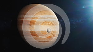 Illustration Cinematic 3D graphics of Jupiter and its moon