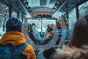 a cinematic 3d image of a bus packed with passengers capturing the essence of urban transit photo