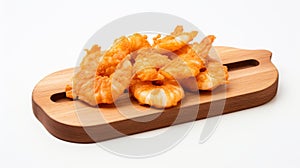 Cinematic Fried Shrimp On Wooden Board - Uhd Image