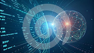 Advanced AI Knowledge System with Floating Digital Data