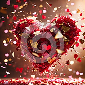 Dynamic Heart-Shaped Confetti Explosion for Valentine's Celebration