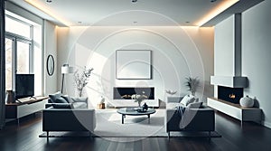 Cinematic Scandinavian room, clean lines, soft filmic light, minimal balance, symmetry. AI Generated Image photo