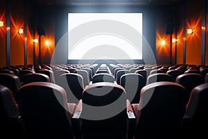 Cinematic setup rows of chairs arranged in a spacious cinema