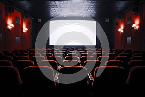 Cinematic setup rows of chairs arranged in a spacious cinema