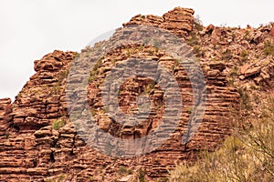 Cinematic shot of the red cliffs in Provincia de Mendoza, Argentina photo