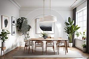 Cinematic Tranquility: Highly Detailed Wide Angle of a Cozy Minimalist Haven Dining Room