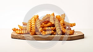 Cinematic Twister Fries On Wooden Board - Howard Schatz Style