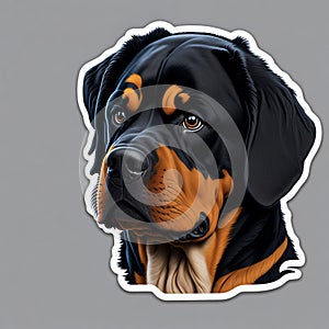 Cinematic White Rottweiler Sticker: Vermeer-inspired, 12K HD Quality with Octane Render and Cinematic Lighting